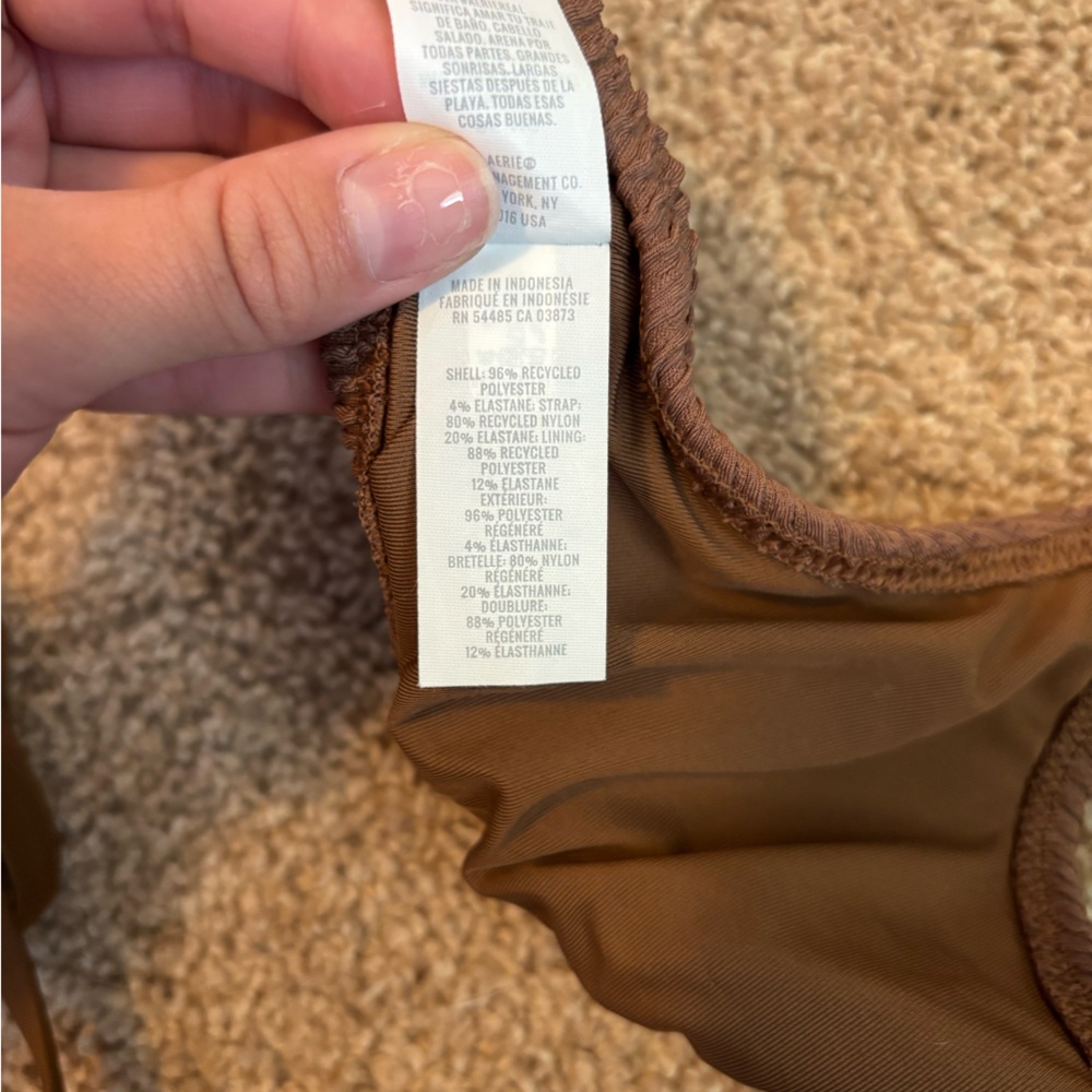 Aerie Brown Ribbed Tie-Side Bikini Set Size medium - Picture 6 of 7
